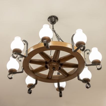 Brilagi - Luster na lancu ROATA 8xE14/40W/230V prečnika 70 cm bukva/orah