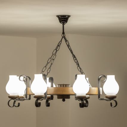 Brilagi - Luster na lancu ROATA 8xE14/40W/230V prečnika 70 cm bukva/orah
