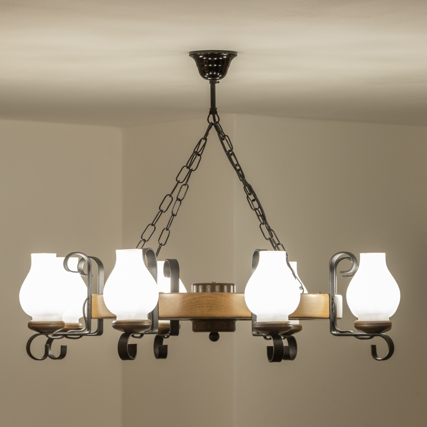 Brilagi - Luster na lancu ROATA 8xE14/40W/230V prečnika 70 cm bukva/orah