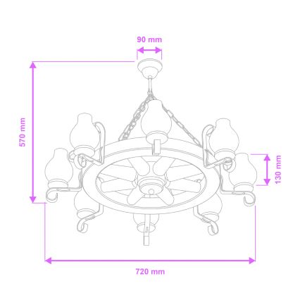 Brilagi - Luster na lancu ROATA 8xE14/40W/230V prečnika 70 cm bukva/orah
