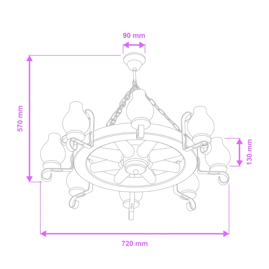 Brilagi - Luster na lancu ROATA 8xE14/40W/230V prečnika 70 cm bukva/orah