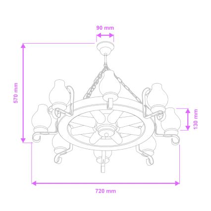 Brilagi - Luster na lancu ROATA 8xE14/40W/230V Ø 70 cm bukva