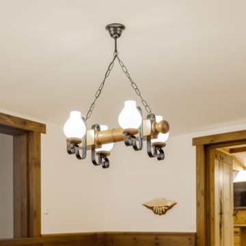 Brilagi - Luster na lancu RUSTIC 4xE14/40W/230V bukva/orah