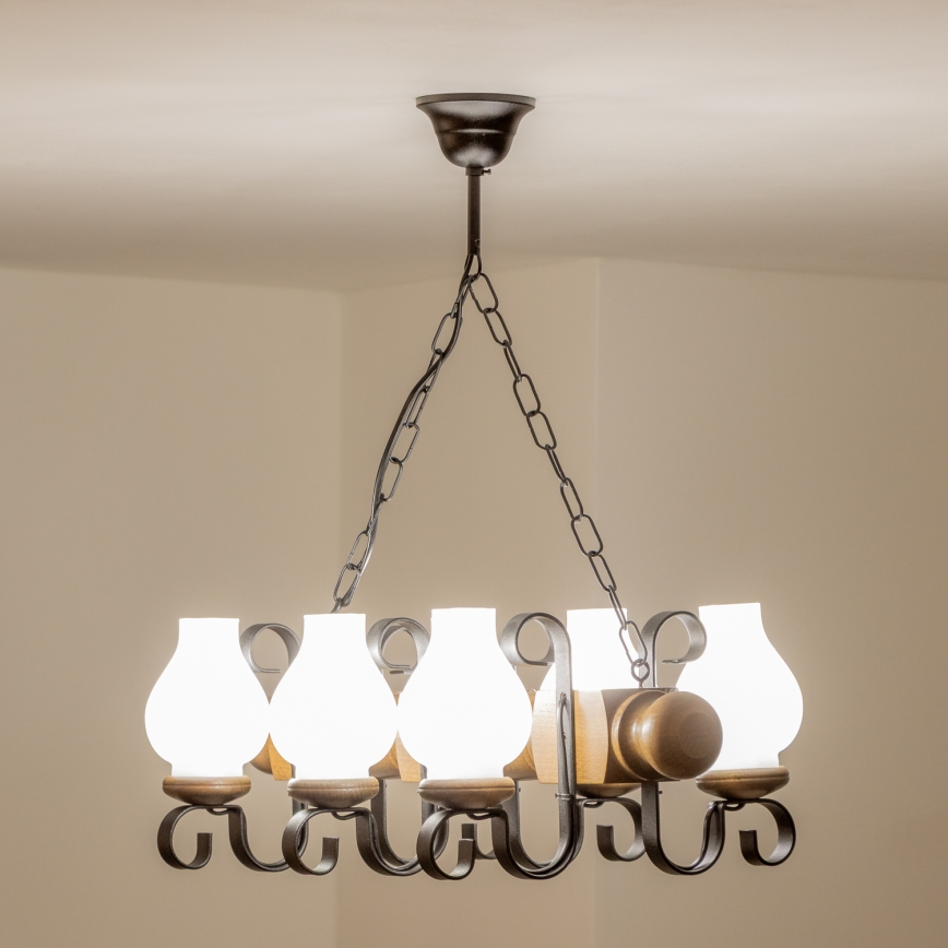 Brilagi - Luster na lancu RUSTIC 6xE14/40W/230V bukva/orah