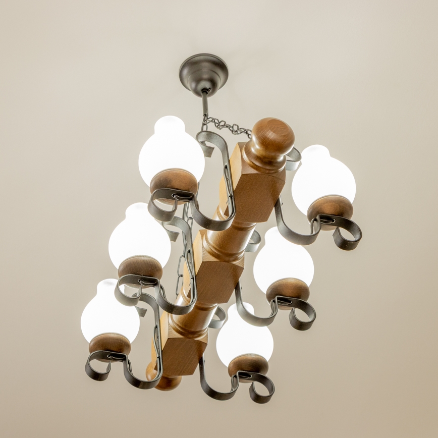 Brilagi - Luster na lancu RUSTIC 6xE14/40W/230V bukva/orah