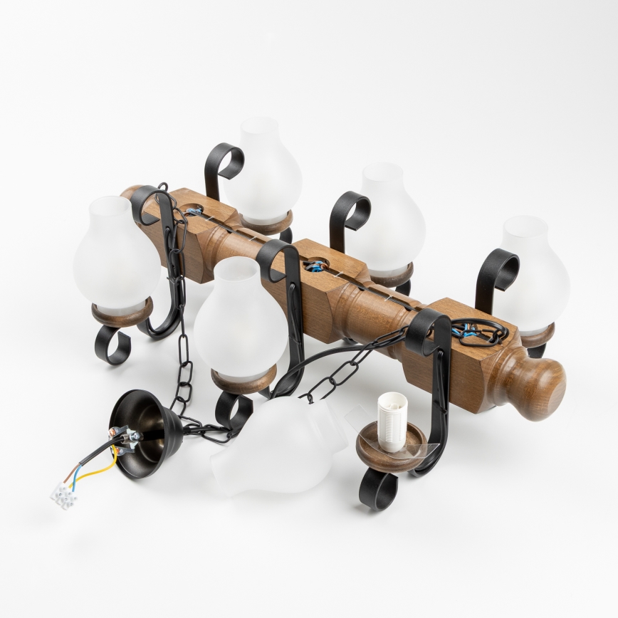 Brilagi - Luster na lancu RUSTIC 6xE14/40W/230V bukva/orah