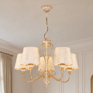 BRILAGI - Luster na lancu SONIA 5xE27/15W/230V prečnik 64 cm krem/patina