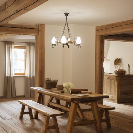 Brilagi - Luster na lancu TIMONA 4xE14/40W/230V, prečnik 50 cm, buk