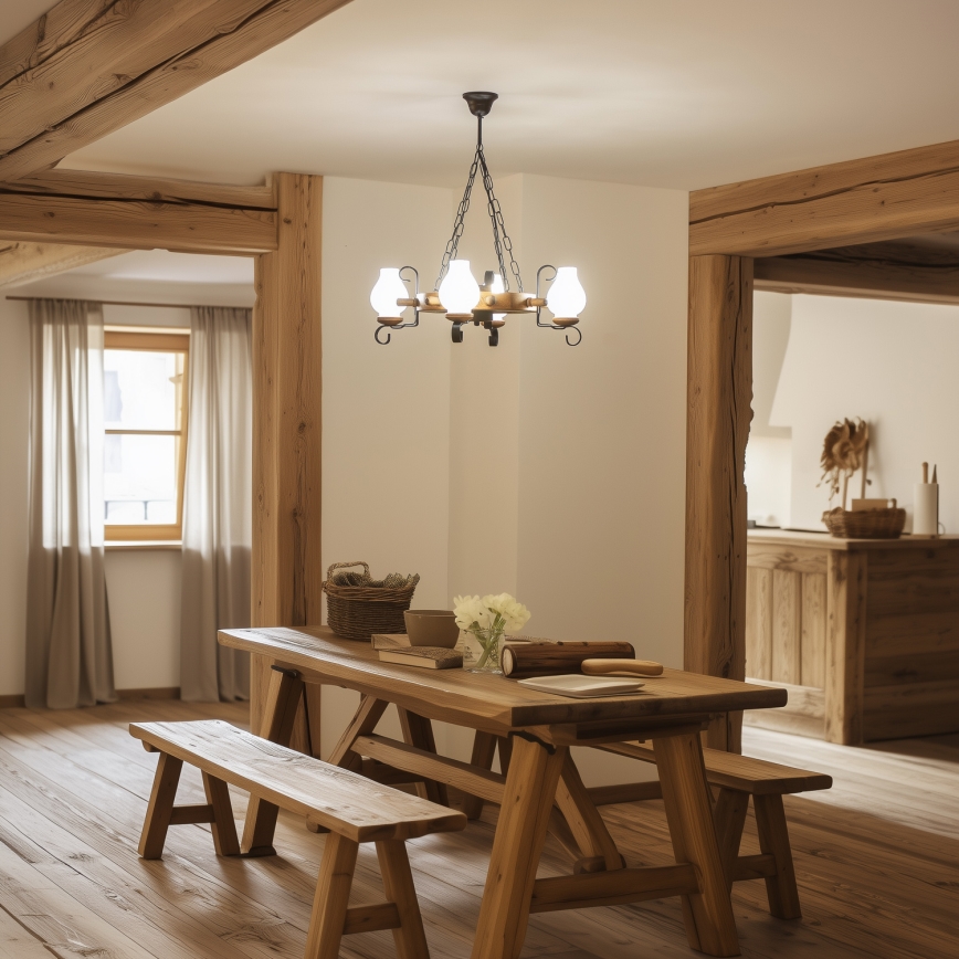 Brilagi - Luster na lancu TIMONA 4xE14/40W/230V, prečnik 50 cm, buk