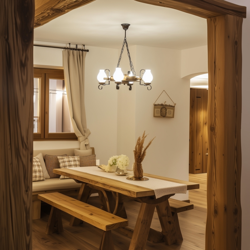 Brilagi - Luster na lancu TIMONA 4xE14/40W/230V prečnik 50 cm buk/orah