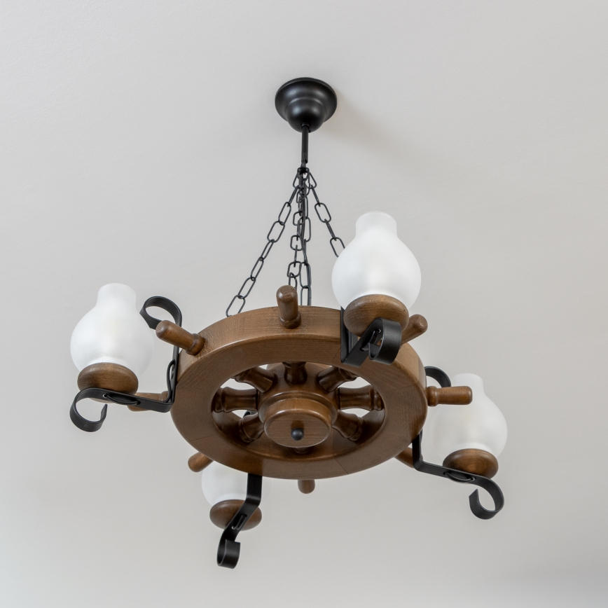 Brilagi - Luster na lancu TIMONA 4xE14/40W/230V prečnik 50 cm buk/orah