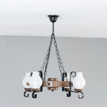 Brilagi - Luster na lancu TIMONA 4xE14/40W/230V prečnik 50 cm buk/orah