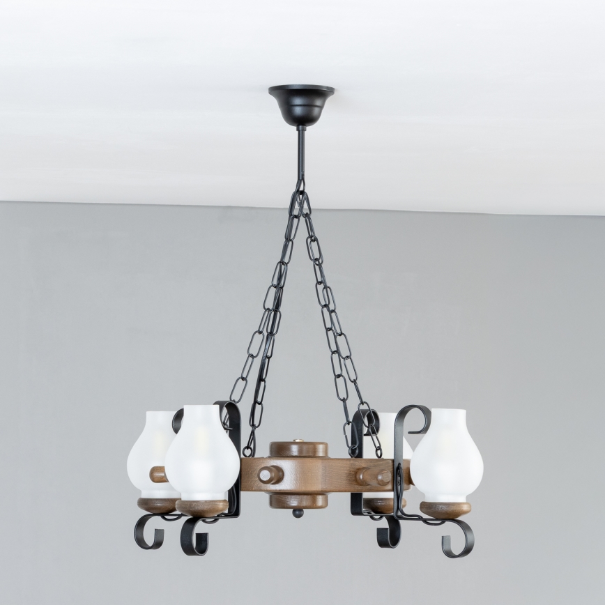 Brilagi - Luster na lancu TIMONA 4xE14/40W/230V prečnik 50 cm buk/orah