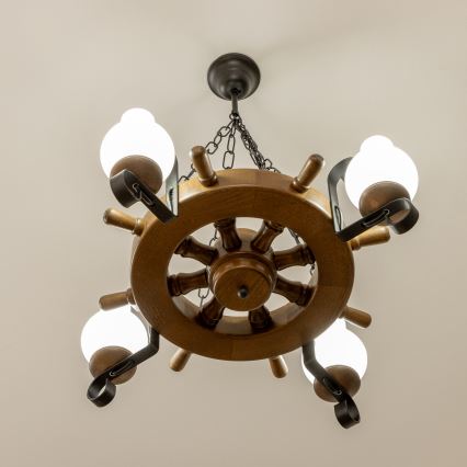 Brilagi - Luster na lancu TIMONA 4xE14/40W/230V prečnik 50 cm buk/orah