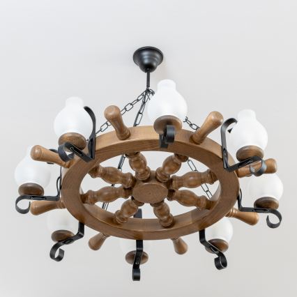 Brilagi - Luster na lancu TIMONA 8xE14/40W/230V prečnik 70 cm buk/orah