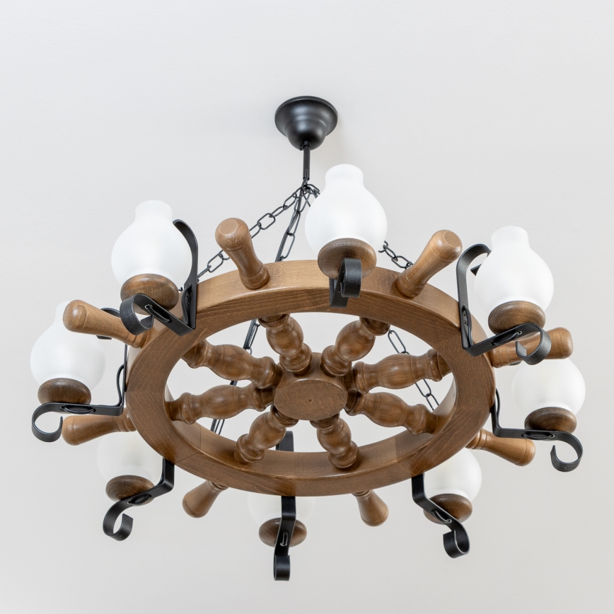 Brilagi - Luster na lancu TIMONA 8xE14/40W/230V prečnik 70 cm buk/orah