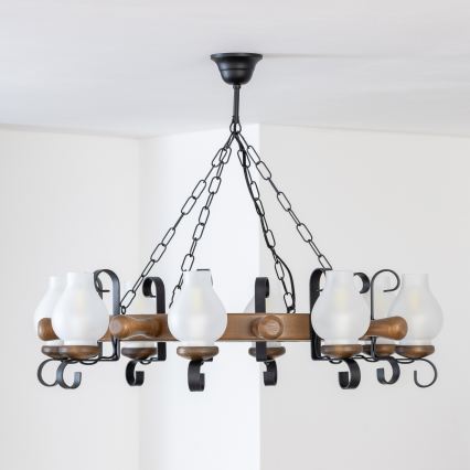 Brilagi - Luster na lancu TIMONA 8xE14/40W/230V prečnik 70 cm buk/orah