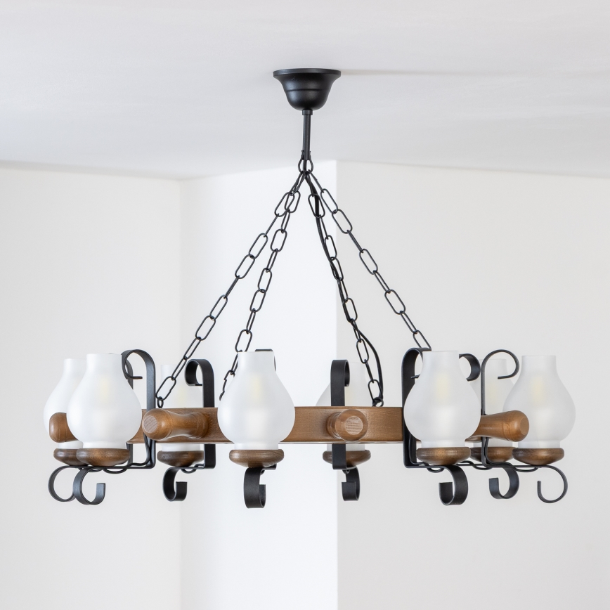 Brilagi - Luster na lancu TIMONA 8xE14/40W/230V prečnik 70 cm buk/orah