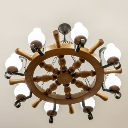 Brilagi - Luster na lancu TIMONA 8xE14/40W/230V prečnik 70 cm buk/orah
