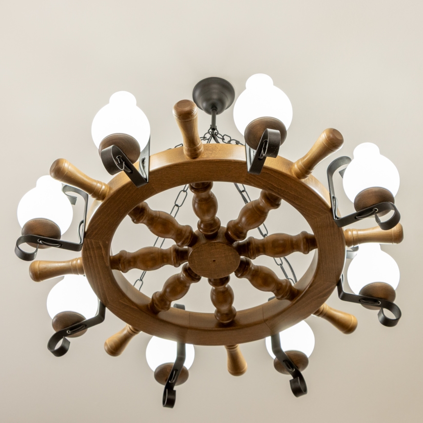 Brilagi - Luster na lancu TIMONA 8xE14/40W/230V prečnik 70 cm buk/orah