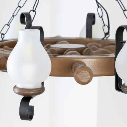 Brilagi - Luster na lancu TIMONA 8xE14/40W/230V prečnik 70 cm buk/orah
