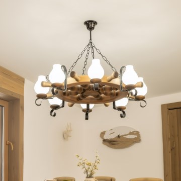 Brilagi - Luster na lancu TIMONA 8xE14/40W/230V, prečnik 70 cm, bukva
