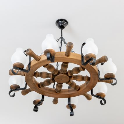 BRILAGI - Luster na lancu TIMONA 8xE14/40W/230V, prečnik 70 cm, bukva