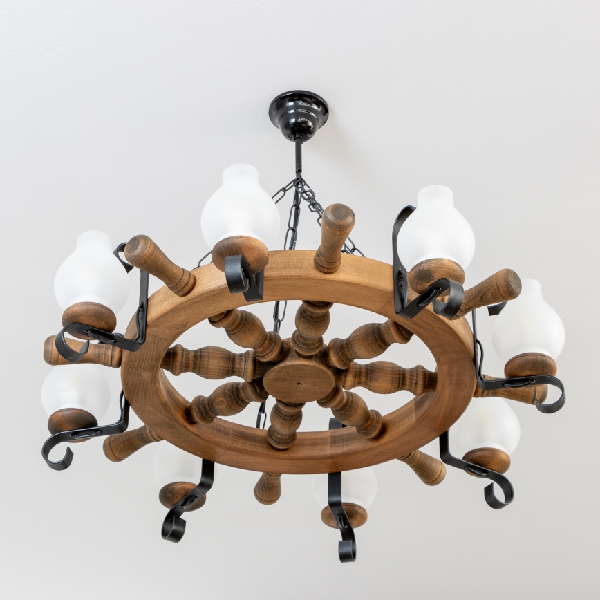 BRILAGI - Luster na lancu TIMONA 8xE14/40W/230V, prečnik 70 cm, bukva
