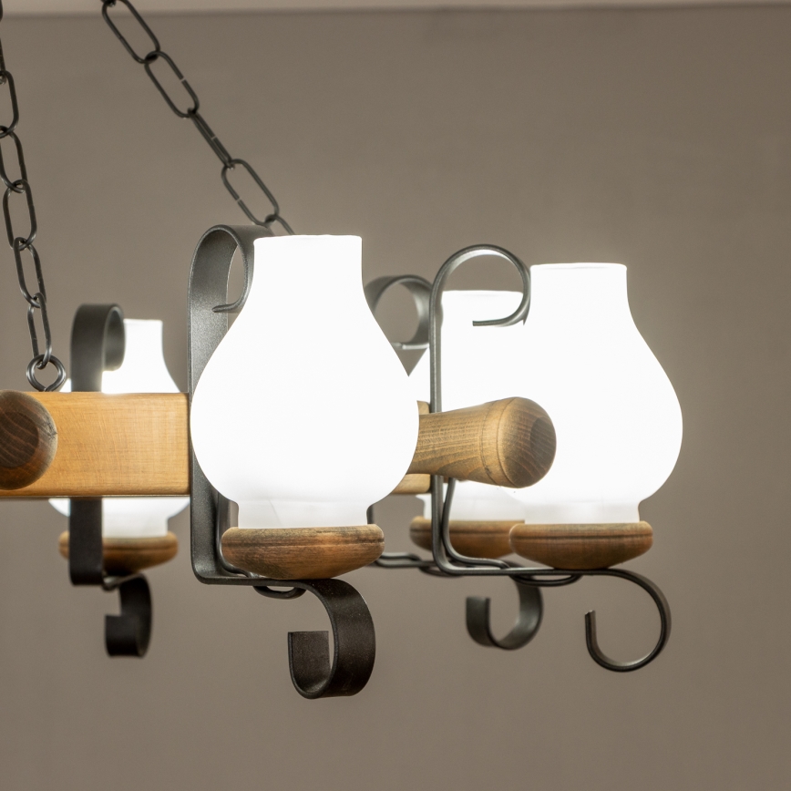 BRILAGI - Luster na lancu TIMONA 8xE14/40W/230V, prečnik 70 cm, bukva