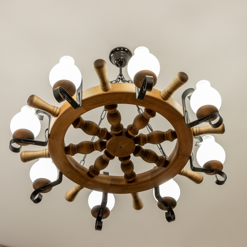 BRILAGI - Luster na lancu TIMONA 8xE14/40W/230V, prečnik 70 cm, bukva
