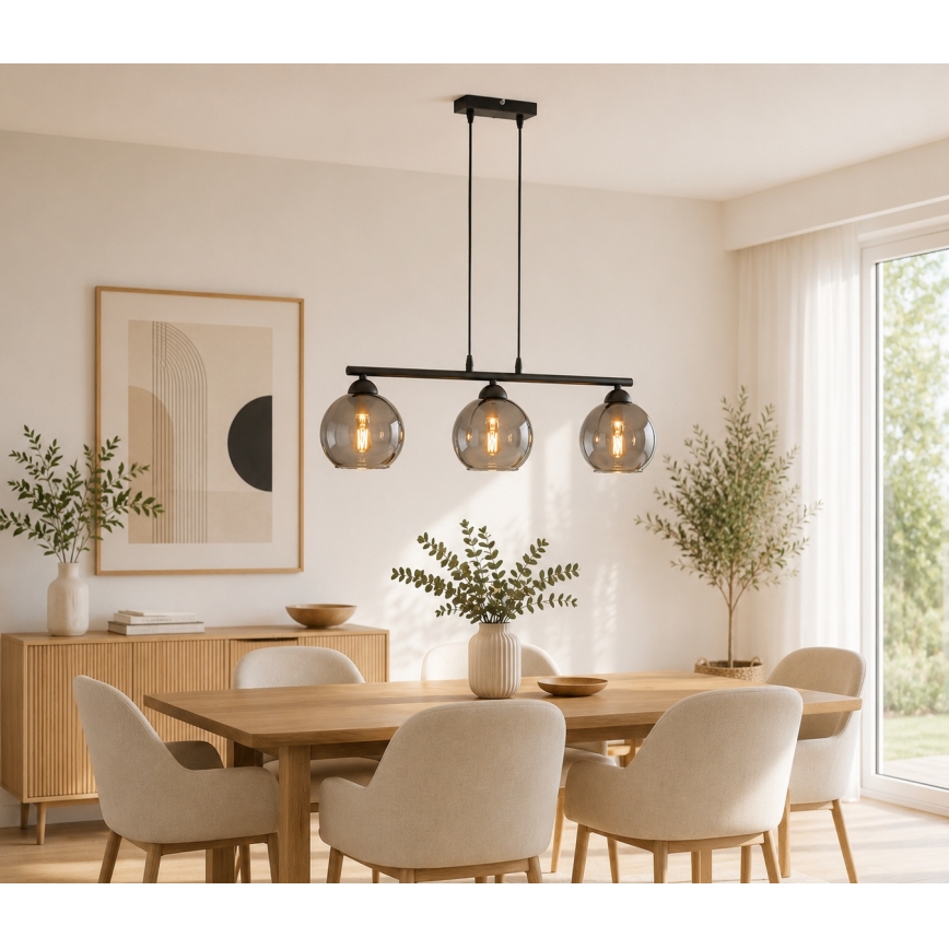 Brilagi - Luster na lanku DIOR 3xE27/60W/230V crna/dimno siva