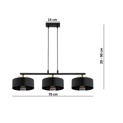 Brilagi - Luster na lanku SPRING 3xE27/60W/230V crna/zlatna