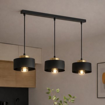 Brilagi - Luster na sajli 3xE27/60W/230V crna/zlatna