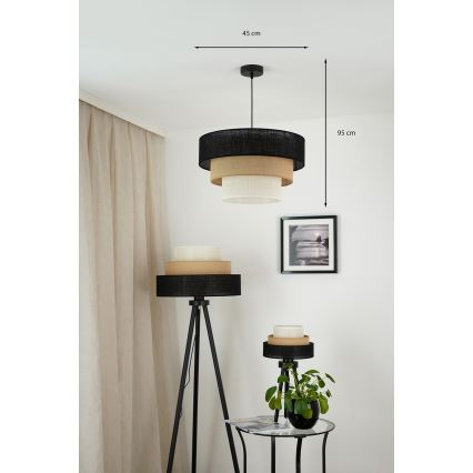 Brilagi - Luster na sajli ASPEN LUNETA 1xE27/15W/230V, prečnik 45 cm, crna/bež/krem