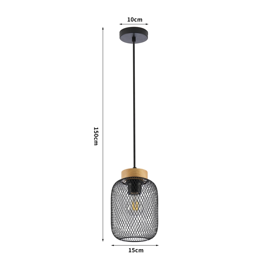Brilagi - Luster na sajli BASKLITE 1xE27/15W/230V drvo/crna