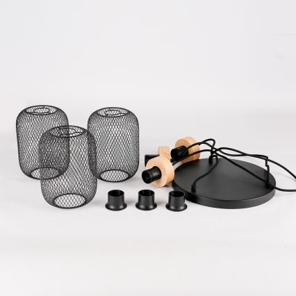 Brilagi - Luster na sajli BASKLITE 3xE27/15W/230V drvo/crna