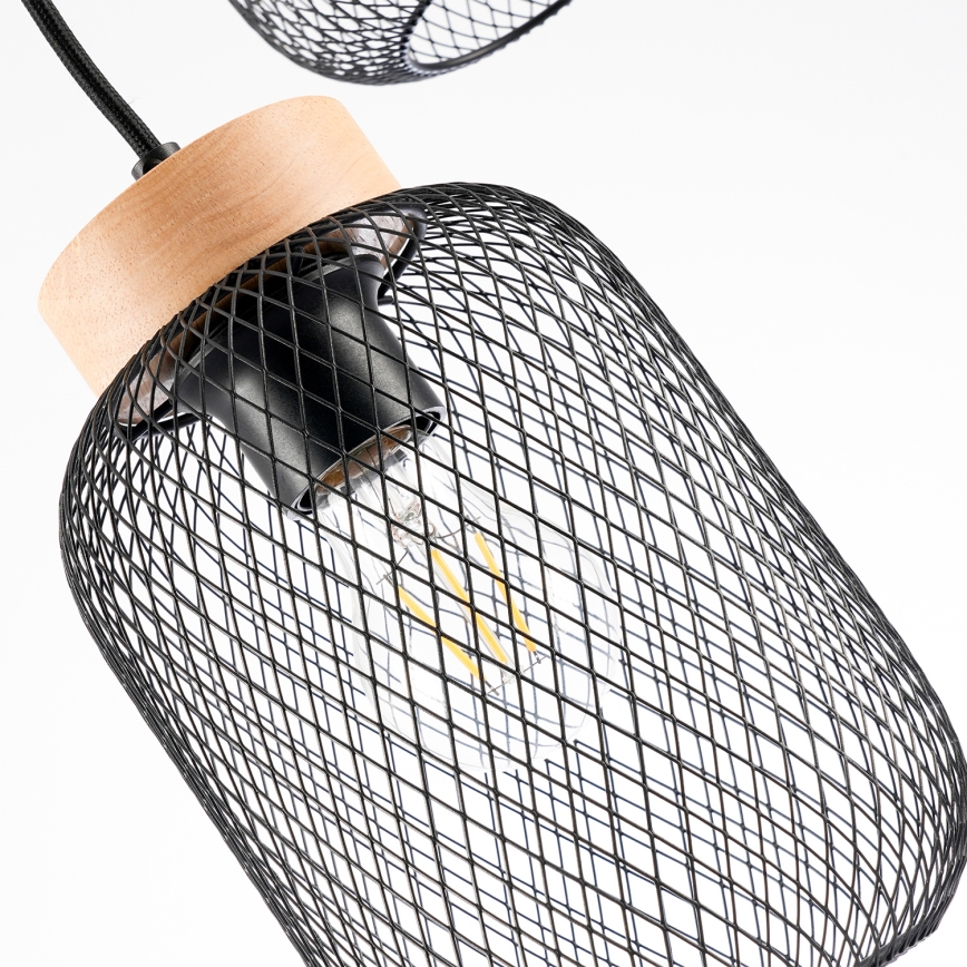Brilagi - Luster na sajli BASKLITE 3xE27/15W/230V drvo/crna