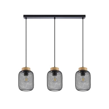 Brilagi - Luster na sajli BASKLITE 3xE27/15W/230V drvo/crna