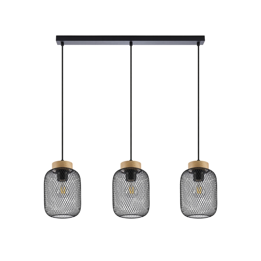 Brilagi - Luster na sajli BASKLITE 3xE27/15W/230V drvo/crna