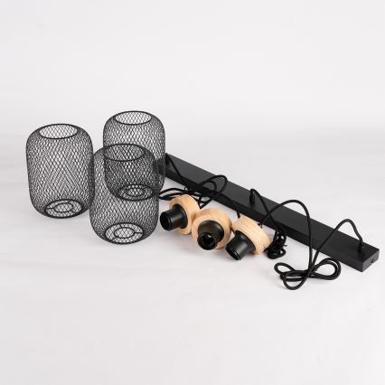 Brilagi - Luster na sajli BASKLITE 3xE27/15W/230V drvo/crna