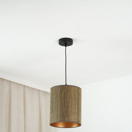 Brilagi - Luster na sajli BOSTON ROLLER 1xE27/15W/230V prečnik 21 cm slama braon/zlatna