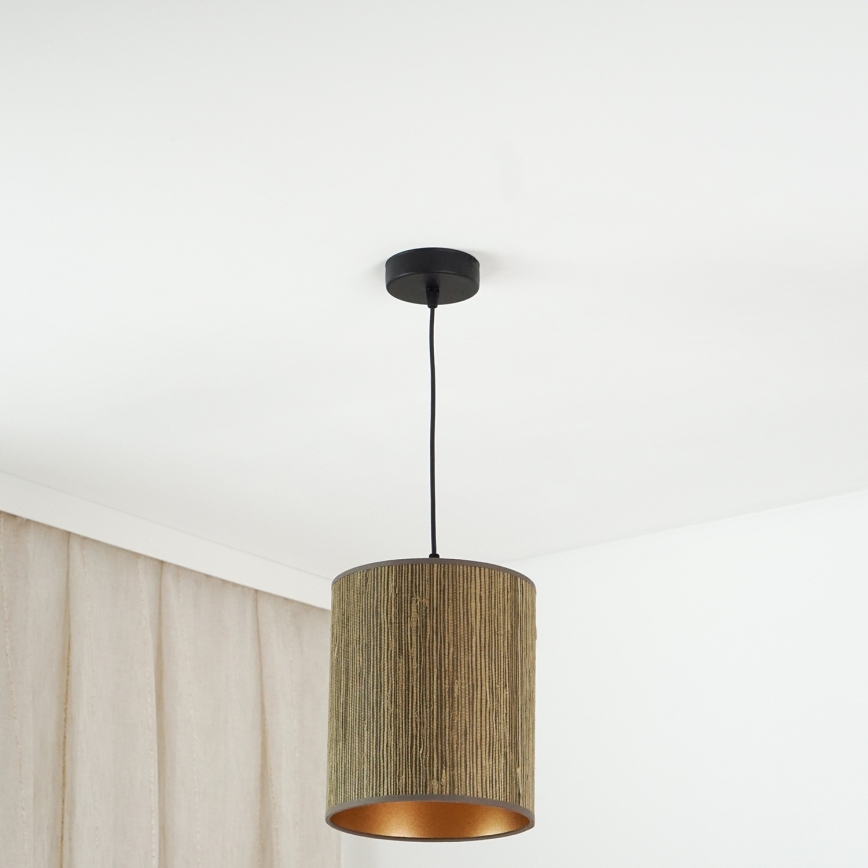 Brilagi - Luster na sajli BOSTON ROLLER 1xE27/15W/230V prečnik 21 cm slama braon/zlatna