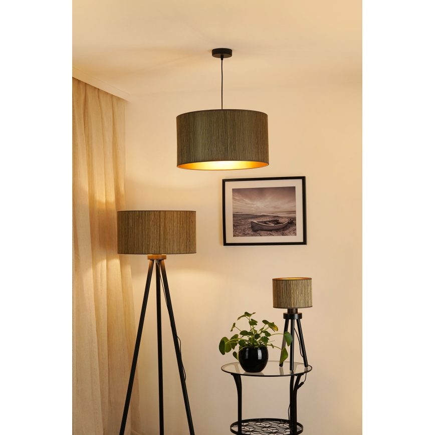 Brilagi - Luster na sajli BOSTON ROLLER 1xE27/15W/230V prečnik 45 cm slama braon/zlatna