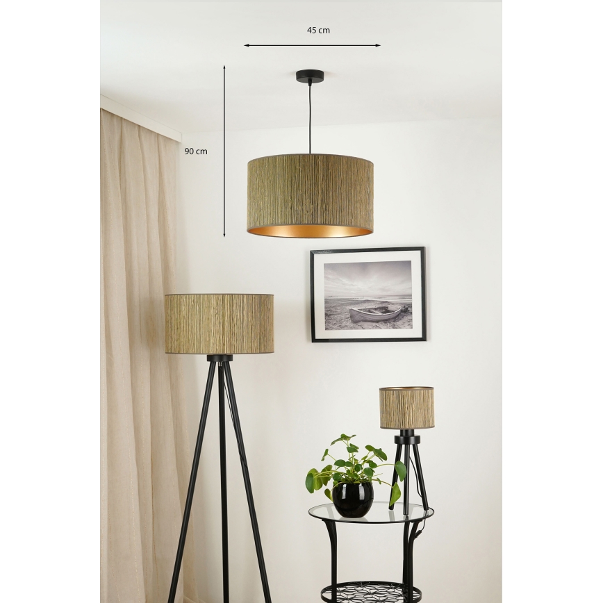 Brilagi - Luster na sajli BOSTON ROLLER 1xE27/15W/230V prečnik 45 cm slama braon/zlatna