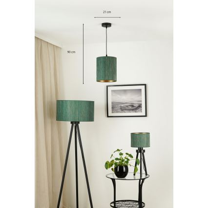 Brilagi - Luster na sajli BOSTON ROLLER 1xE27/15W/230V prečnik 21 cm slama zelena/zlatna