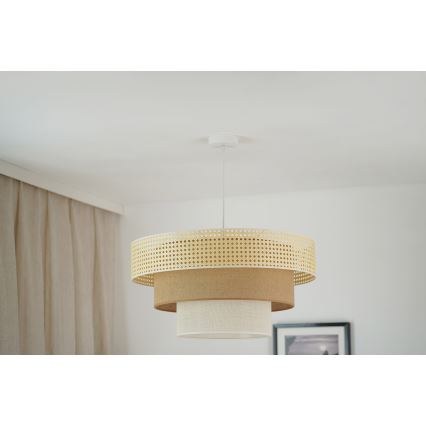 Brilagi - Luster na sajli CEDAR LUNETA 1xE27/15W/230V prečnik 60 cm ratan/braon/krem