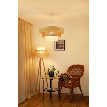 Brilagi - Luster na sajli CEDAR LUNETA 1xE27/15W/230V prečnik 60 cm ratan/braon/krem