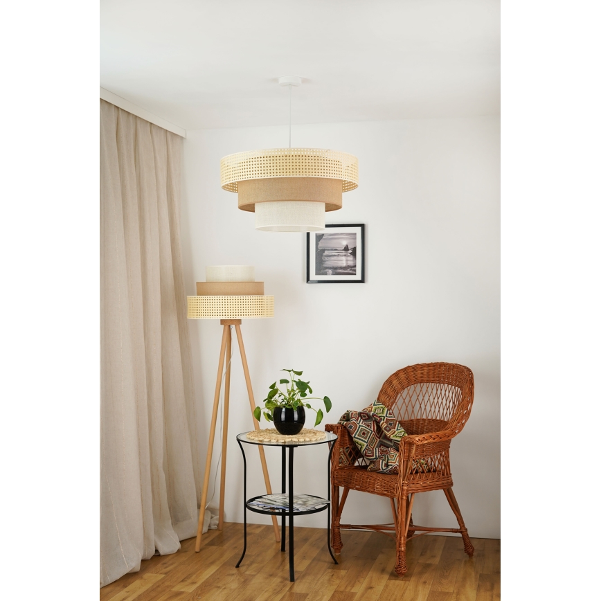 Brilagi - Luster na sajli CEDAR LUNETA 1xE27/15W/230V prečnik 60 cm ratan/braon/krem