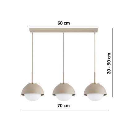 Brilagi - Luster na sajli COSMO 3xE27/60W/230V bež/zlatan