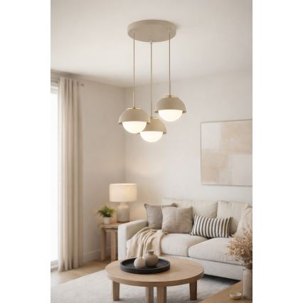 Brilagi - Luster na sajli COSMO 3xE27/60W/230V bež/zlatna